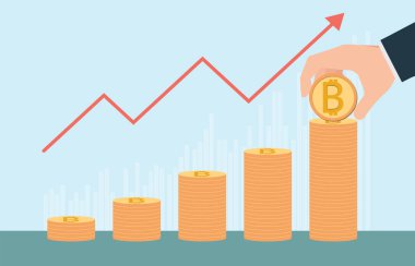 Bitcoin büyüme altın Baca'ya kavramsal.