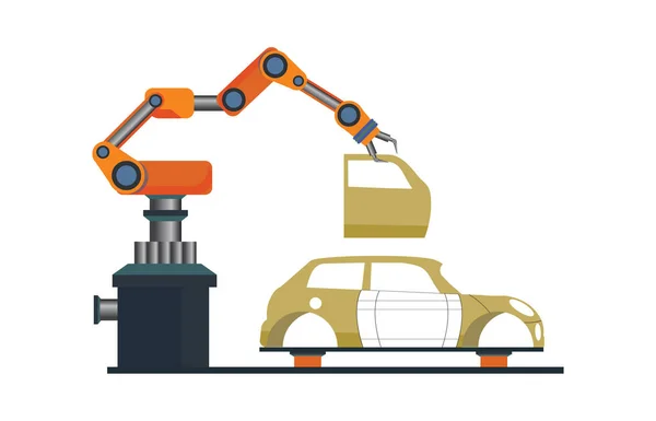 Processo de fabricação de automóveis com robô inteligente automotivo . —  Vetores de Stock