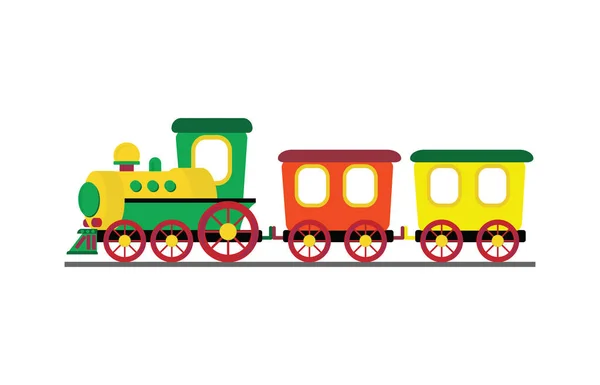 Cartoon toy train with colorful blocks isolated on white backgro — Stock Vector