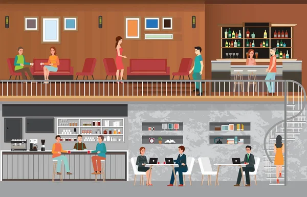 Café moderne Intérieur . — Image vectorielle