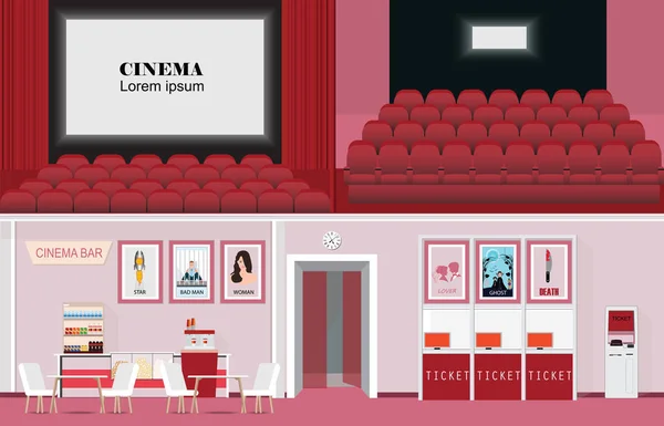 Cine cine con entrada de compra — Vector de stock