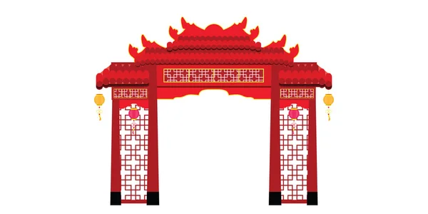 Architecture de porte chinoise isolée sur fond blanc . — Image vectorielle