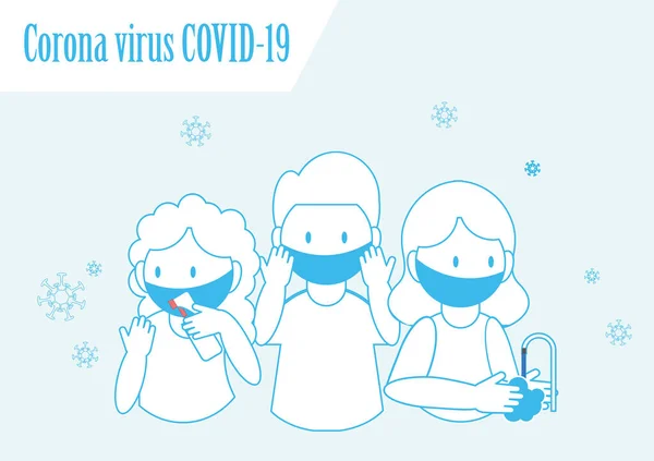 Virus Corona Covid Promoción Higiene Con Uso Una Máscara Facial — Archivo Imágenes Vectoriales