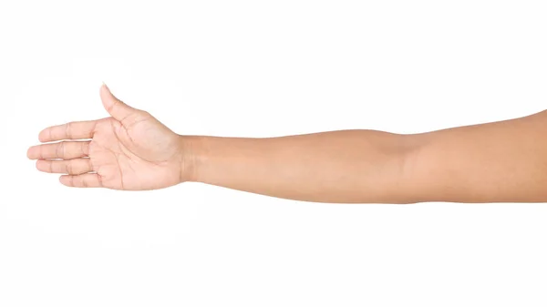 Vrouw Aziatische Hand Gebaren Geïsoleerd Witte Achtergrond — Stockfoto