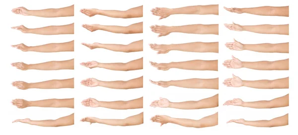 GROUP of Female asian hand gestures isolated over the white background. 