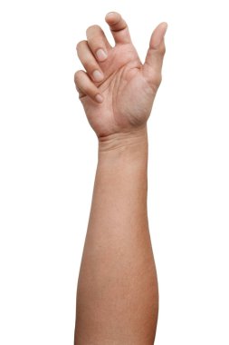 Beyaz arka planda izole edilmiş Asyalı el hareketleri. Küçük bir şey..