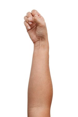 Beyaz arka planda izole edilmiş Asyalı erkek el hareketleri. Yumuşak Tutma Hareketi. Dokunma eylemi. Küçük şeye dokun..