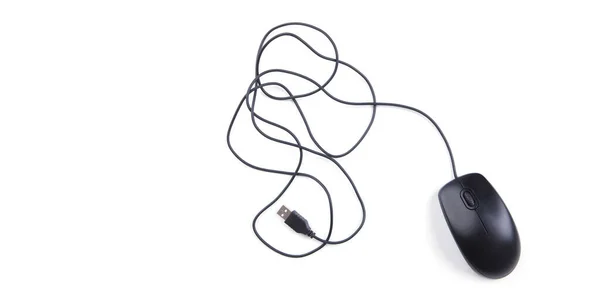 Počítačová Myš Massey Cable Myš Izolovaná Bílém Pozadí Copy Space — Stock fotografie