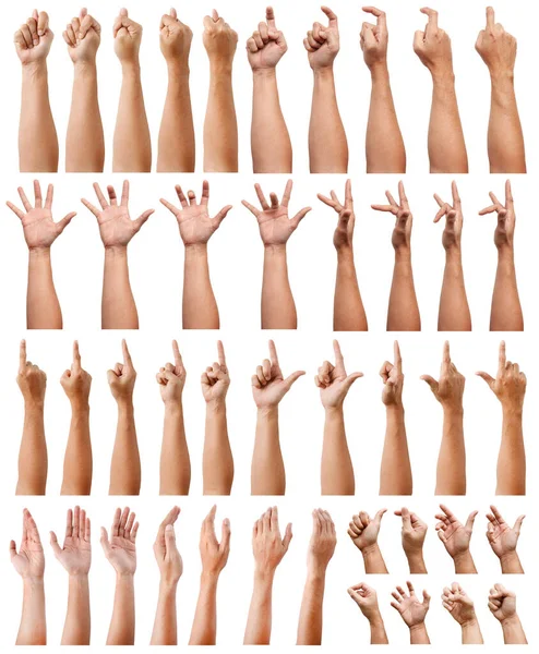 Beyaz arka planda izole edilmiş Asyalı erkek el hareketleri. Beş parmağınla kavra. cinsel işaret. Mastürbasyon. Görsel Dokunuş.