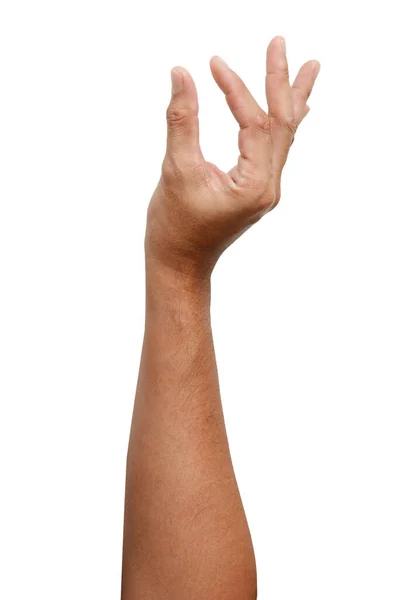 Człowiek Azjatyckie Gesty Ręki Izolowane Białym Tle Mały Chwyt — Zdjęcie stockowe