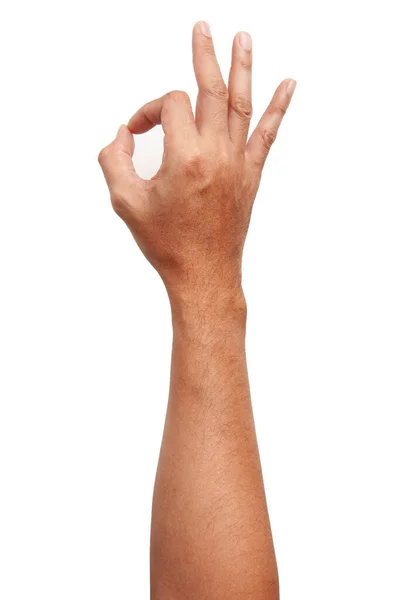 Mão Asiática Masculina Gestos Isolados Sobre Fundo Branco Soft Grab — Fotografia de Stock