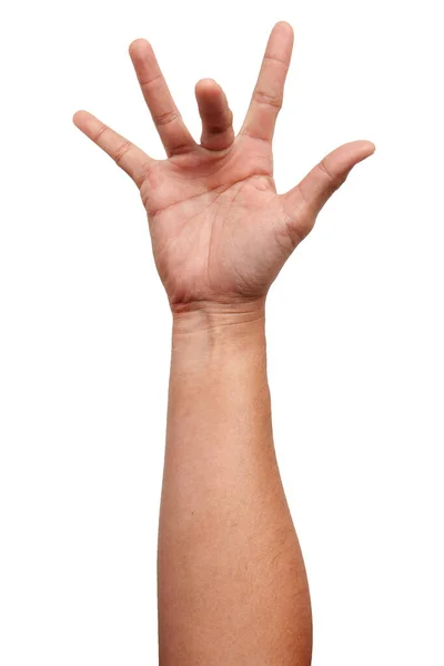 Männliche Asiatische Handgesten Isoliert Über Dem Weißen Hintergrund Visuelle Touch — Stockfoto