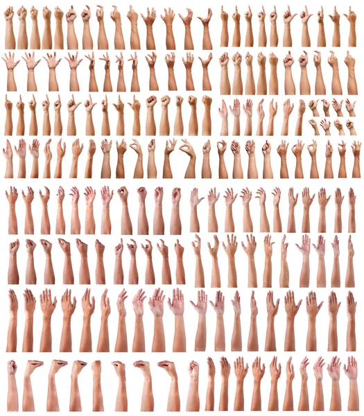 Beyaz arka planda izole edilmiş Asyalı erkek el hareketleri seti. Beş parmağınla kavra. cinsel işaret. Mastürbasyon. Görsel Dokunuş.