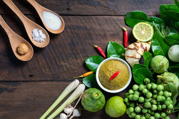 Ingrediente Para Comida Tailandesa Pollo Curry Verde Cerdo Curry Verde — Foto de Stock