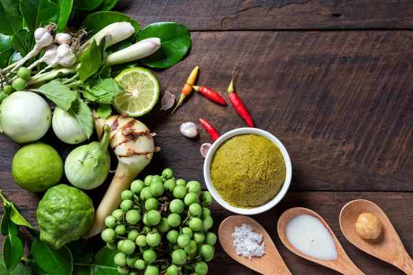 Ingrediente Para Comida Tailandesa Pollo Curry Verde Cerdo Curry Verde — Foto de Stock
