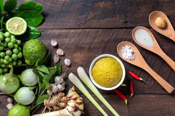 Ingrediente Para Comida Tailandesa Pollo Curry Verde Cerdo Curry Verde — Foto de Stock