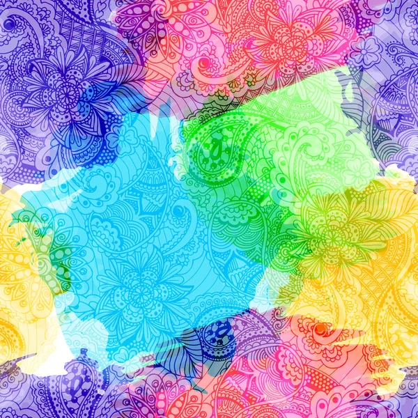 Padrão zentangle floral colorido desenhado à mão — Vetor de Stock