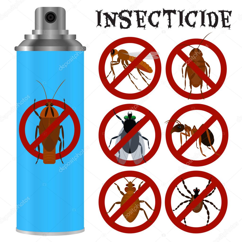 Insecticides set in flat style