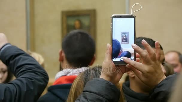 Paris Fransa Kasım 2017 Mona Lisa Ise Talyan Rönesans Louvre — Stok video