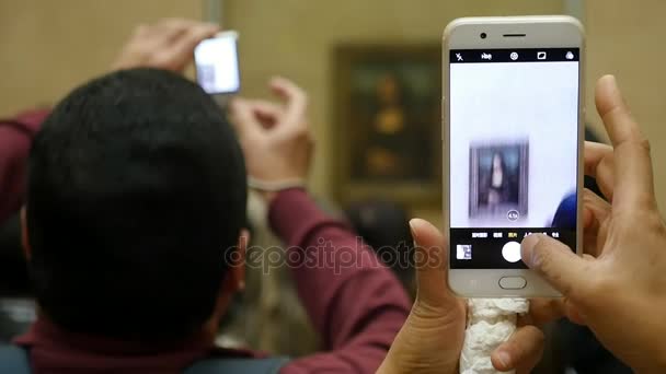 Paris França Novembro 2017 Conhecida Obra Prima Leonardo Vinci Chamada — Vídeo de Stock