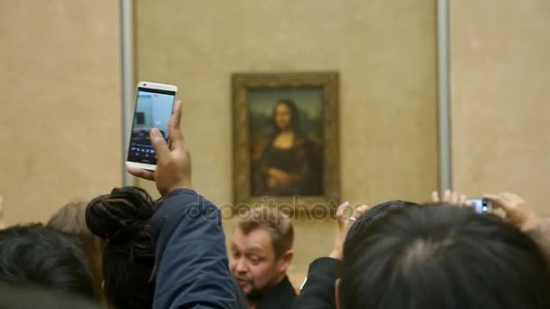 Paris Fransa Kasım 2017 Mona Lisa Louvre Talyan Rönesans Dönemine — Stok video