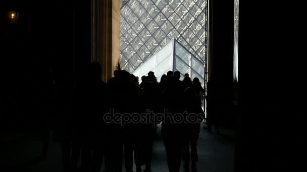 Paris França Novembro 2017 Vista Enigmática Museu Louvre Com Portões — Vídeo de Stock