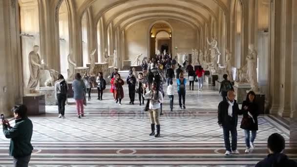 Paříž Francie Listopadu 2017 Umělecký Pohled Vysoký Sál Muzea Louvre — Stock video