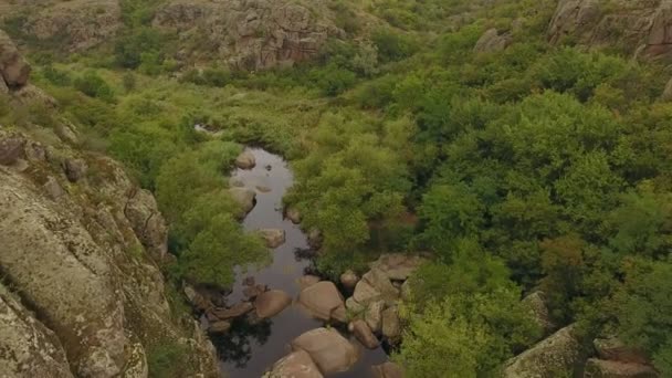Exciting Bird Eye View Picturesque Canyon Unique Landscape Black River — Stock Video
