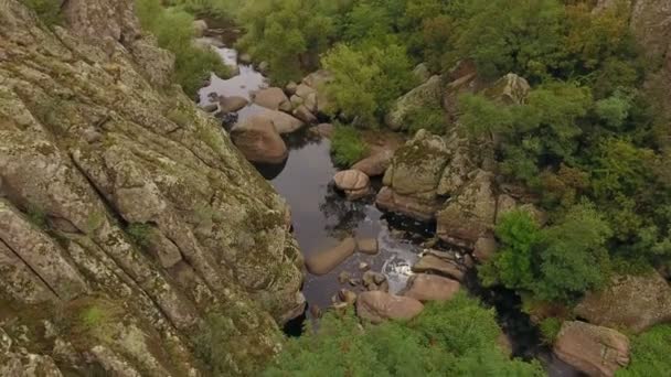 Une Vue Imprenable Sur Une Étroite Rivière Noire Coulant Fond — Video