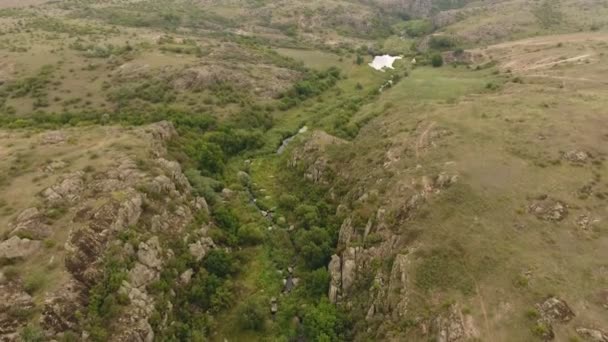 Een Raadselachtige Bird Eye View Van Een Zwarte Rivier Stroomt — Stockvideo