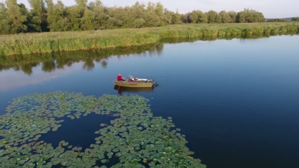 Nikolaev Ukraina Juli 2017 Imponerande Fågelperspektiv Man Som Paddling Hans — Stockvideo