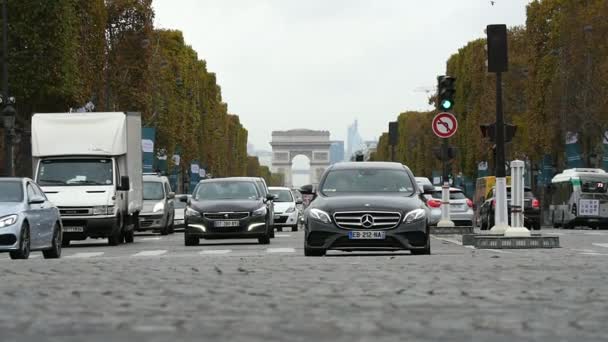 Paris Fransa Kasım 2017 Harika Manzarasını Arc Triomphe Paris Slo — Stok video