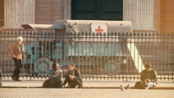 프랑스 2017 Slo Mo에 파리에서 담으로 판테온의 계단에 스마트 — 비디오