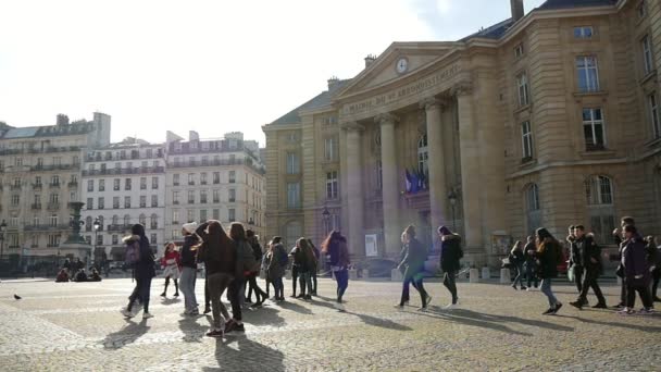 Париж Франция Ноября 2017 Года Прекрасный Вид Пантеон Неоклассическое Здание — стоковое видео
