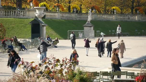 Paris França Novembro 2017 Uma Vista Encorajadora Beco Com Esculturas — Vídeo de Stock