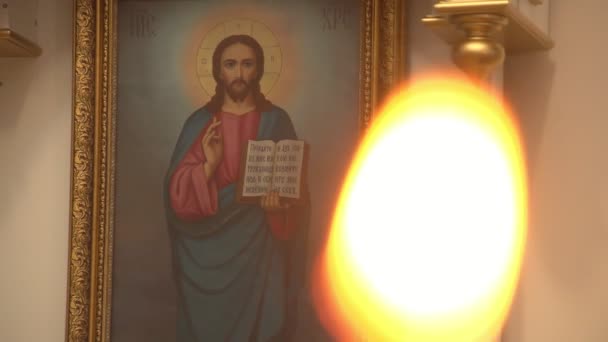 Nikolaev Ucrania Junio 2017 Una Toma Religiosa Del Icono Jesucristo — Vídeo de stock