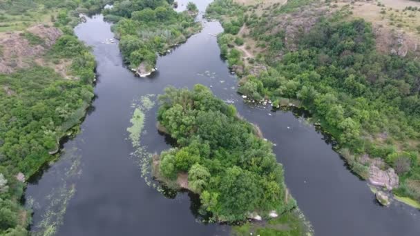 Luchtfoto Van Dnipro Stroomgebied Met Bochtige Instroom Kleine Meren Zomer — Stockvideo