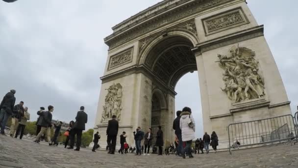 Paris Francja Listopada 2017 Cudowny Widok Łuk Triumfalny Marsylianki 1792 — Wideo stockowe