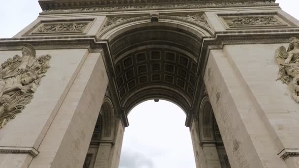 Kemer Triomphe Paris Fransa Kasım 2017 Düşük Açılı Görünümü Antik — Stok video