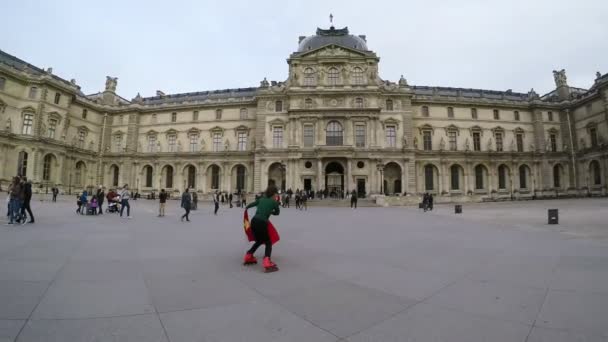 París Francia Noviembre 2017 Una Vista Impresionante Una Patinadora Deportiva — Vídeos de Stock