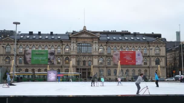 Helsinki Finnország 2019 December Vidám Kilátás Sok Gyermekre Felnőttre Akik — Stock videók