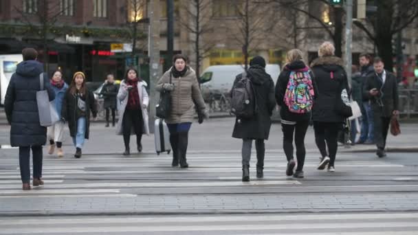 Helsinki Finnland Dezember 2019 Aufregender Anblick Gut Gekleideter Finnischer Menschen — Stockvideo