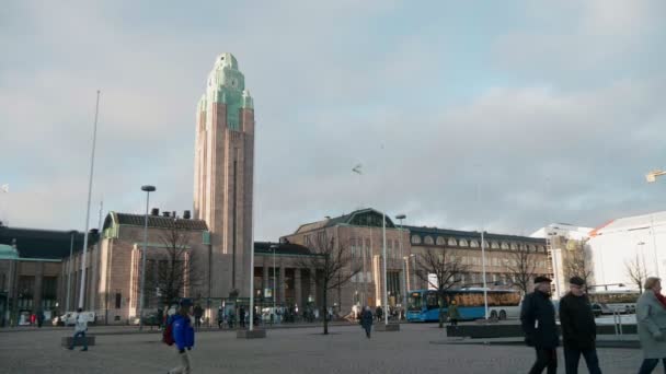 Helsinki Finland December 2019 Indrukwekkend Uitzicht Een Breed Mooi Plein — Stockvideo