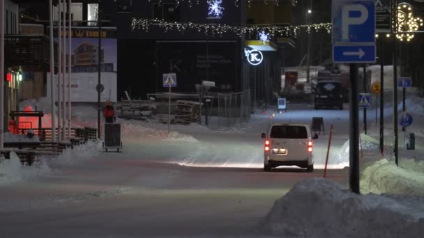 Levi Finland December 2019 Εμπνευσμένη Θέα Ενός Σύγχρονου Χιονοδρομικού Κέντρου — Αρχείο Βίντεο