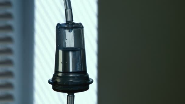 Conta Gotas Transparente Com Água Medicinal Gotejando Para Baixo Uma — Vídeo de Stock