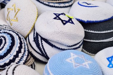 Kippahs Yarmulkes Yahudi şapkalar kapaklar İsrail Davut yıldızı Souve