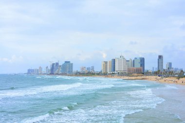 Tel Aviv, İsrail - Nisan, 2017: Görünüm şeridinin Tel AVI