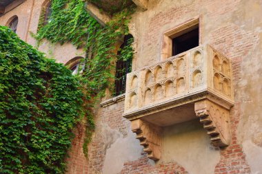 Balkon Juliet eve Verona, Veneto bölgesinde, İtalya.