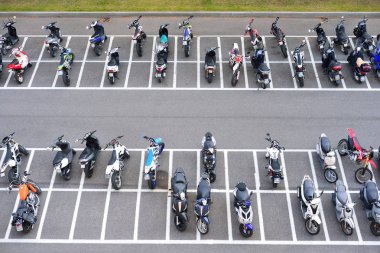 Verona, İtalya - Mayıs, 2017: motosiklet İtalya otopark. Düz la