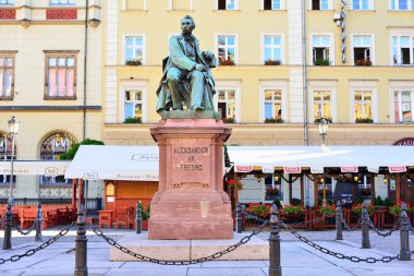 Wroclaw, Polonya - Haziran, 2017: Polonyalı şair heykeli